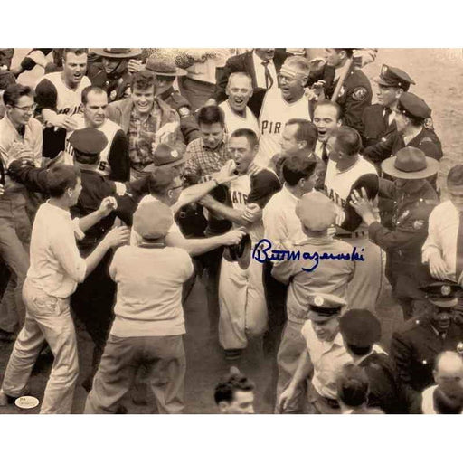 Bill Mazeroski Signed 1960 World Series Mobbed At Homeplate 20x24 Photo (Blue Ink)