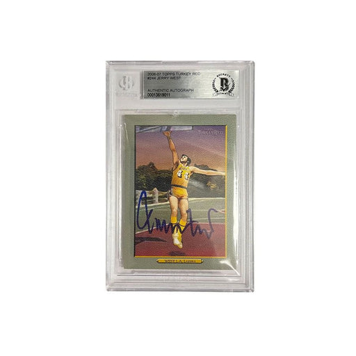 Jerry West Signed 2006-07 Topps Turkey Red #244 Player Card Slabbed by Beckett