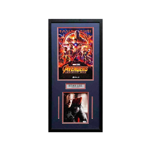 Stan Lee Signed Thor Looking Down 8x10 With Infinity War 11x17 Movie Poster - Professionally Framed