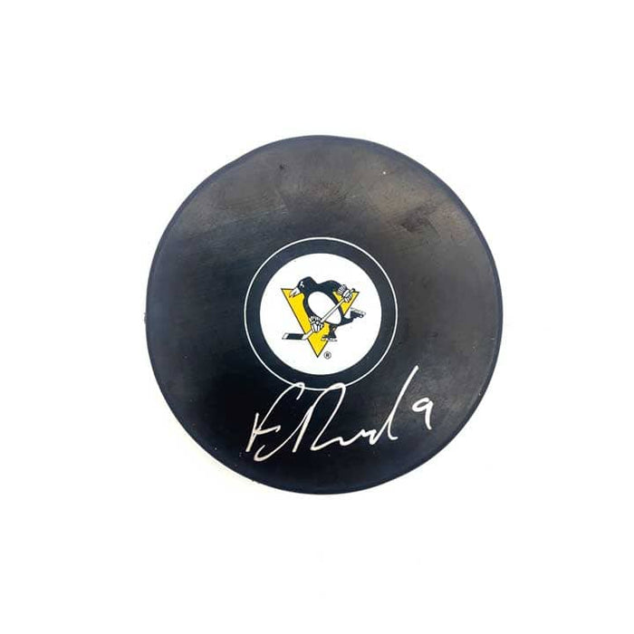 Evan Rodrigues Autographed Pittsburgh Penguins Logo Puck