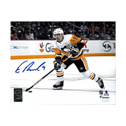 Evan Rodrigues Autographed Shooting Puck in White 8x10 Photo