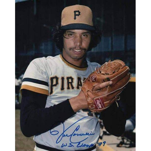 John Candelaria Signed Ball In Glove (White Uniform) 8x10 Photo Inscribed 'WS Champs 79'