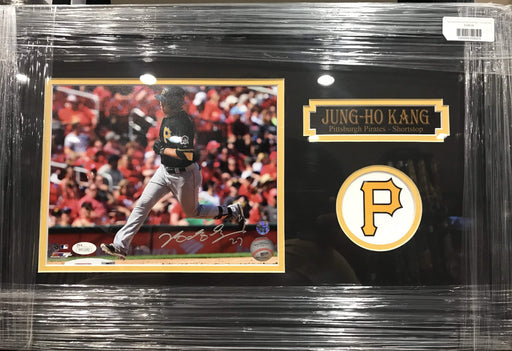 Jung-Ho Kang Running with Red Background 8x10 Signed - Professionally Framed