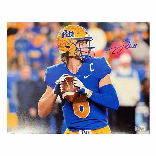 Kenny Pickett Signed About to Throw in Blue Photo (2 Sizes)