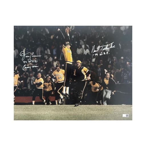Kent Tekulve And John Candelaria Signed Celebrating After Clinching The 1970 World Series 16x20 Photo with '79 W.S.C'