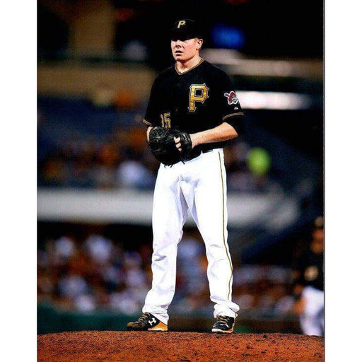 Mark Melancon Standing in Black with Ball in Glove Vertical Unsigned 8x10 Photo