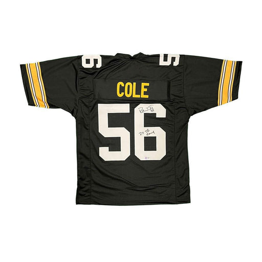 Robin Cole Signed Custom Black Football Jersey with 2X SB Champs