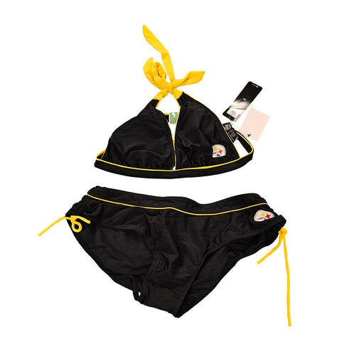 Women's Pittsburgh Steelers Solid Black Bikini Swimsuit