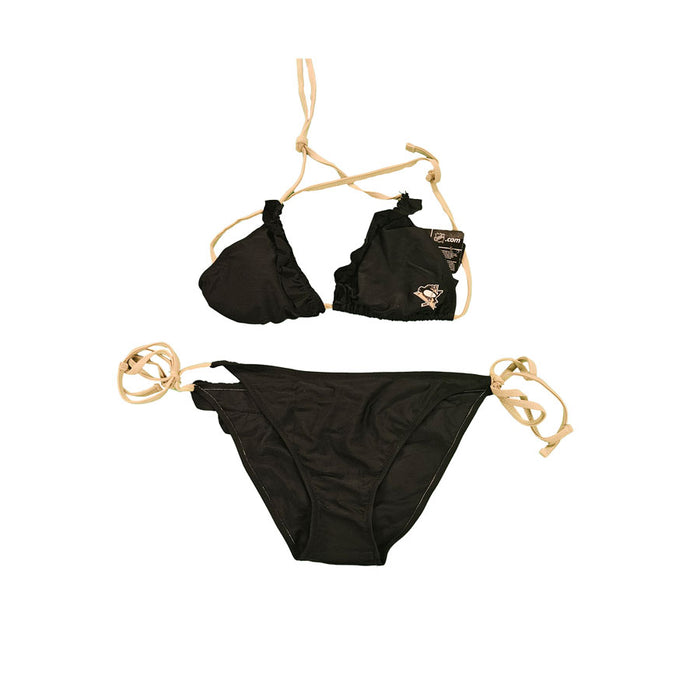 Women's Pittsburgh Penguins Solid Black Bikini Swinsuit