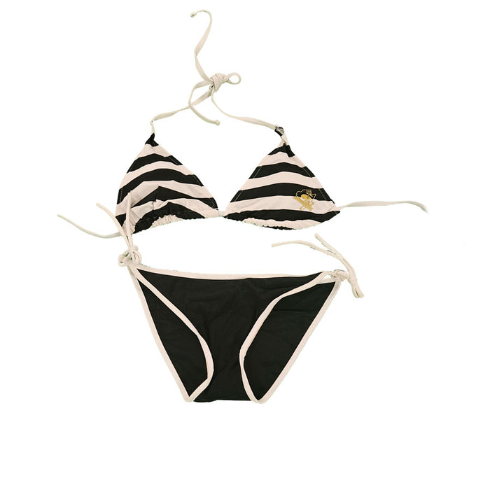 Women's Pittsburgh Penguins Black/White Stripe Bikini Swinsuit