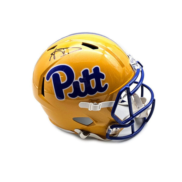 authentic pitt football helmets Pittsburgh Panthers White Revolution SPEED Mini Helmet field design Logo Pitt Football Helmet Pittsburgh
