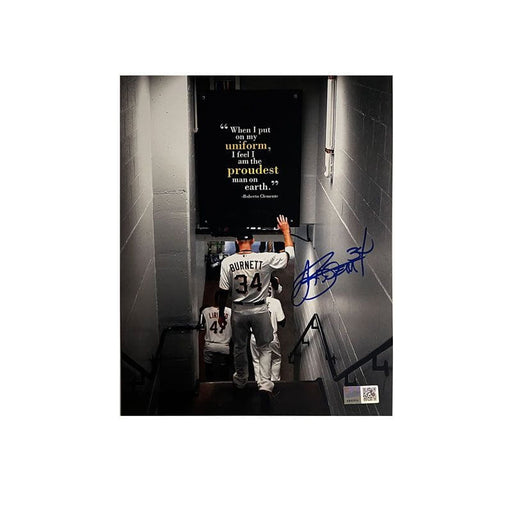 AJ Burnett Signed Tunnel with Clemente Quote 8x10 Photo