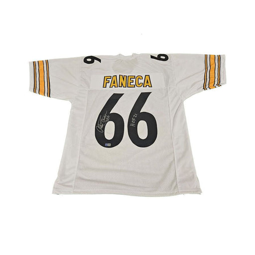 Alan Faneca Signed Custom White Jersey with HOF 21