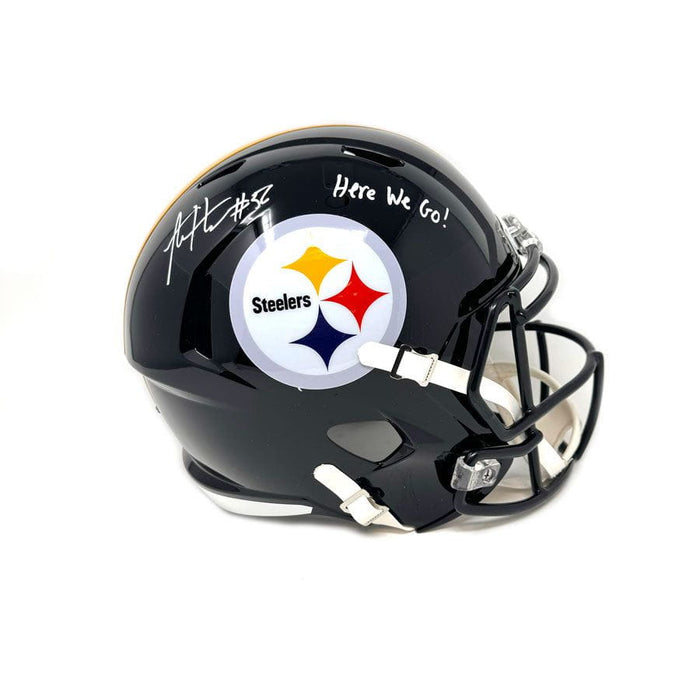 Alex Highsmith Signed Pittsburgh Steelers Black Full Size Replica Speed Helmet with Here We Go