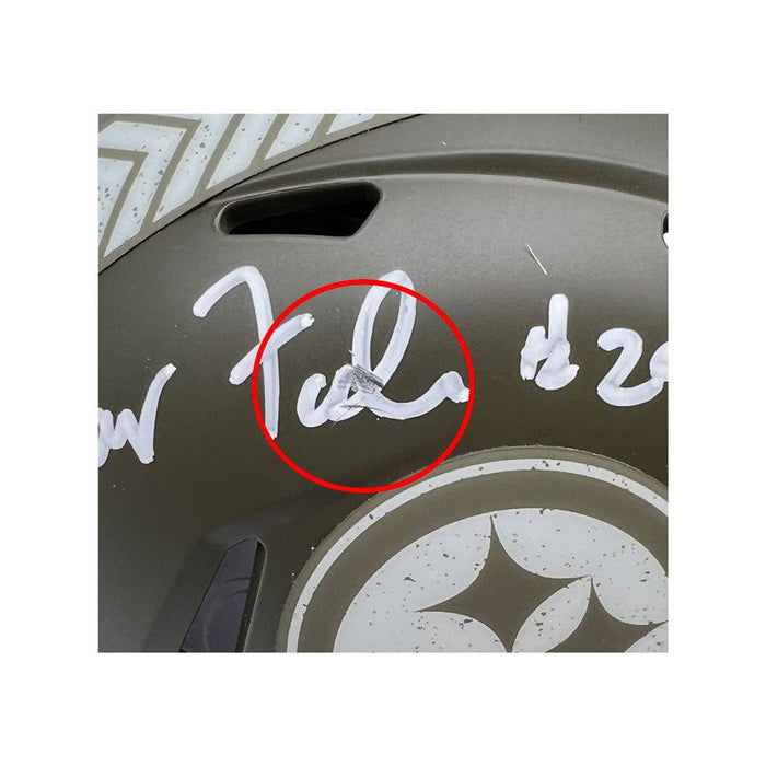 Barry Foster Autographed Pittsburgh Steelers Salute to Service Mini Helmet with "92 MVP" - DAMAGED
