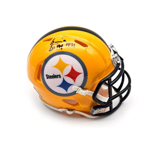 Beanie Bishop Jr. Signed Pittsburgh Steelers 75th Anniversary Speed Mini Helmet