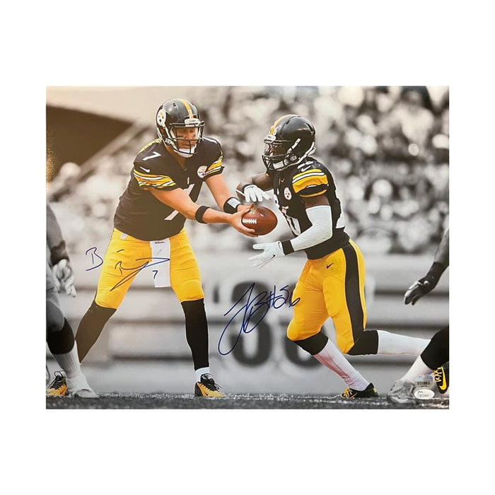 Ben Roethlisberger and Le'Veon Bell Signed Handoff in Black 16x20 Photo