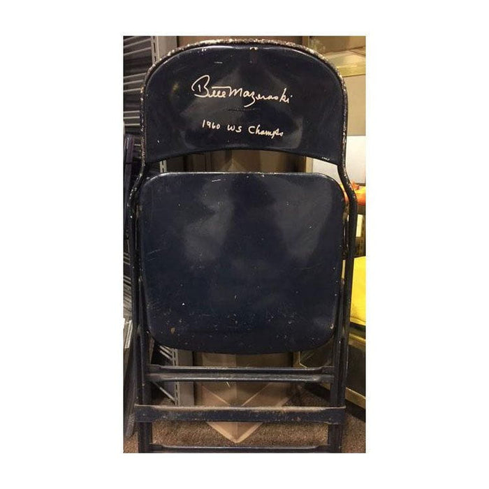 Bill Mazeroski Autographed Authentic Forbes Field Usher's Chair Inscribed 1960 WS Champs