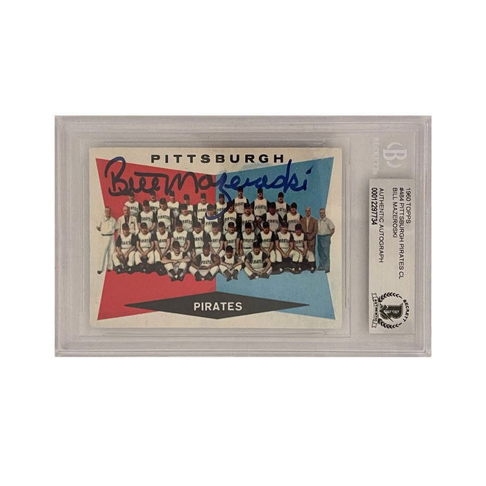Bill Mazeroski Signed 1960 Pittsburgh Pirates Team Posed Trading Card Slabbed By Beckett