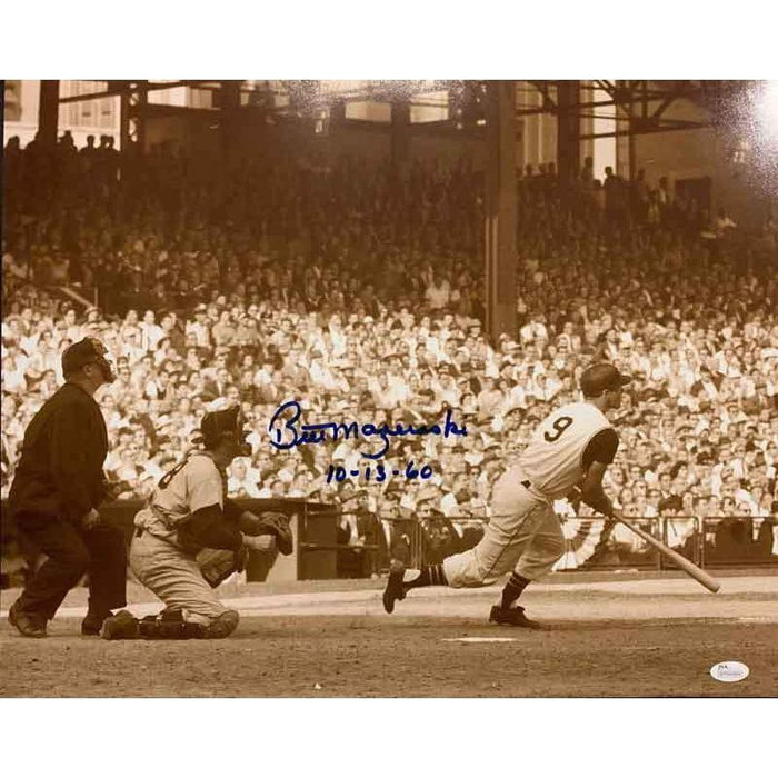 Bill Mazeroski Signed 1960 World Series Bat Down Sepia Tone 20x24 Photo with "10-13-60"