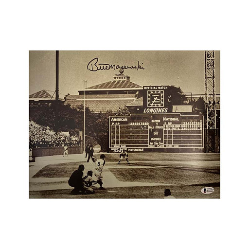 Bill Mazeroski Signed 1960 World Series Home Run B&W 16X20 Photo Black
