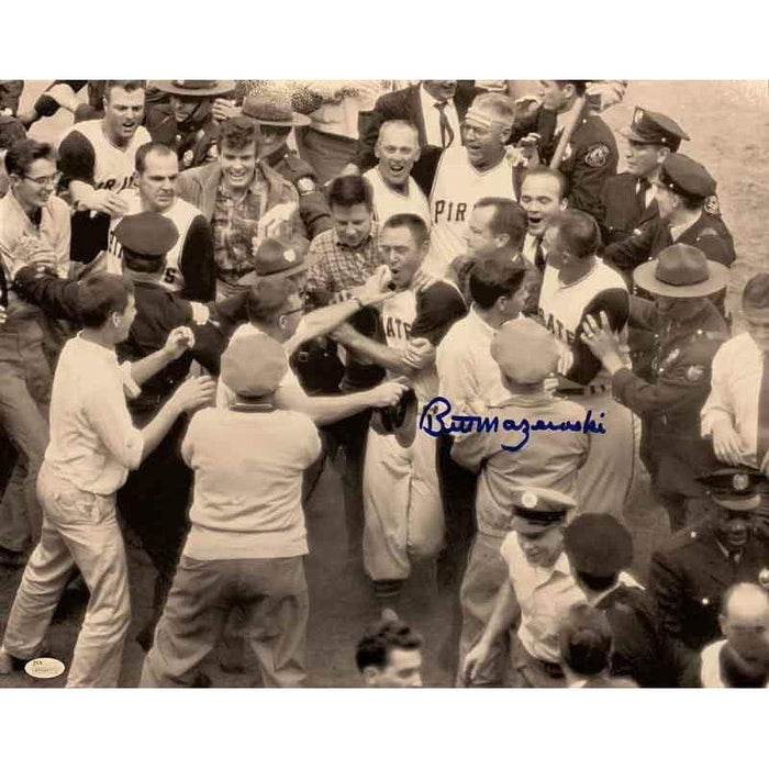 Bill Mazeroski Signed 1960 World Series Mobbed At Homeplate 20x24 Photo (Blue Ink)