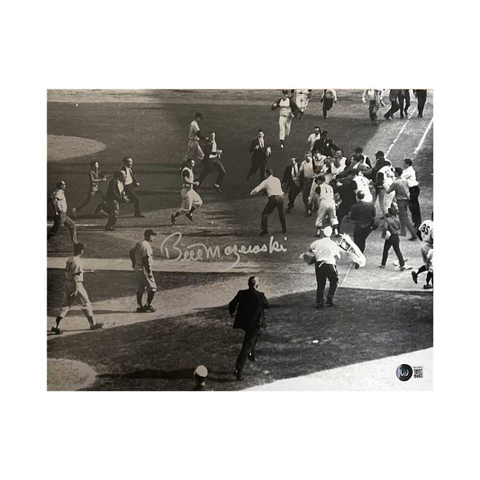 Bill Mazeroski Signed 1960 World Series Pre-Mobbed Far View 11x14 Photo White