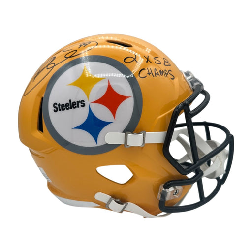 Brett Keisel Signed Steelers Full Size 75th Anniversary Speed Replica Helmet with "2X SB CHAMPS"