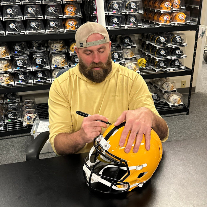 Brett Keisel Signed Steelers Full Size 75th Anniversary Speed Replica Helmet with "FEAR DA BEARD"