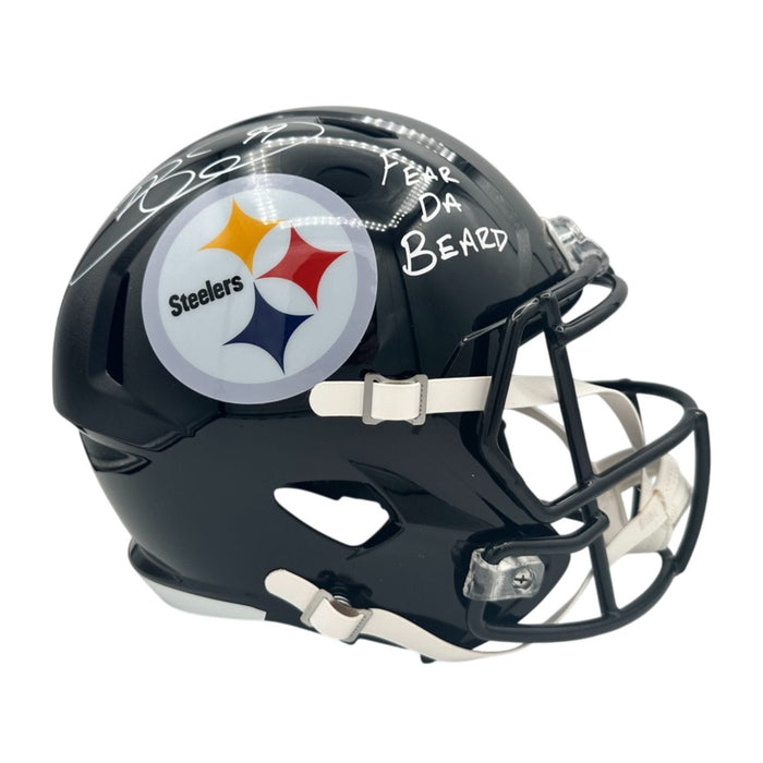 Brett Keisel Signed Steelers Full Size Speed Replica Helmet with "FEAR DA BEARD"