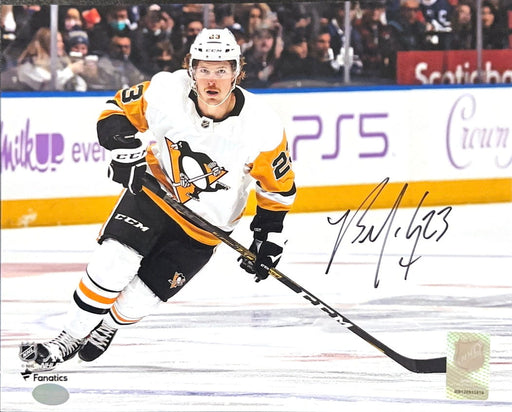 Brock McGinn Signed Skating in White 8X10 Photo