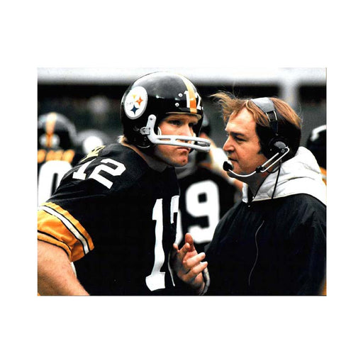 Chuck Noll and Terry Bradshaw Talking Unsigned 8x10 Photo