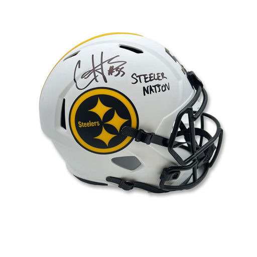 Cole Holcomb Autographed Pittsburgh Steelers Lunar Full Size Replica Helmet with Free "Steeler Nation" Inscription