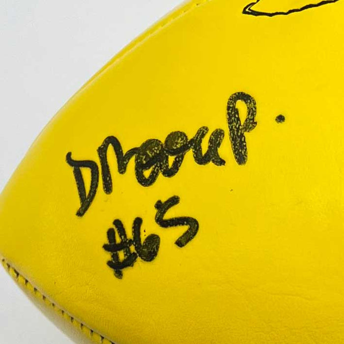 Dan Moore Jr Signed Pittsburgh Steelers Gold Logo Football with "Steeler Nation" - DAMAGED