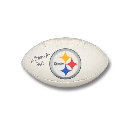 Dan Moore Jr Signed Pittsburgh Steelers White Logo Football - DAMAGED