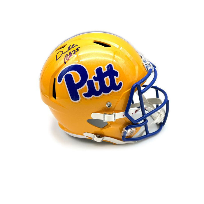 Darelle Revis Signed Pitt Full Size Gold Replica Speed Helmet