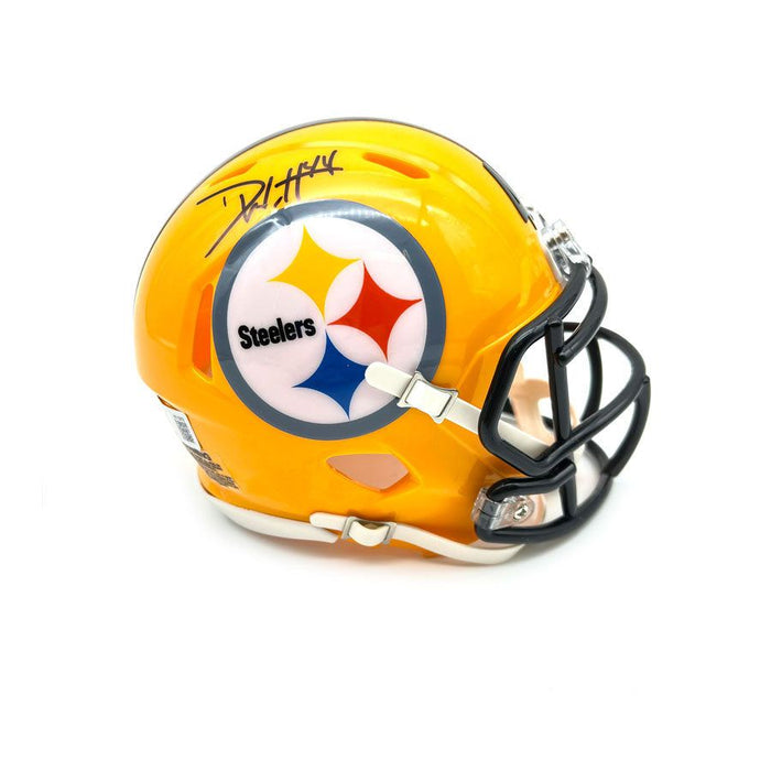 Derek Watt Signed Pittsburgh Steelers 75th Anniversary Speed Mini Helmet