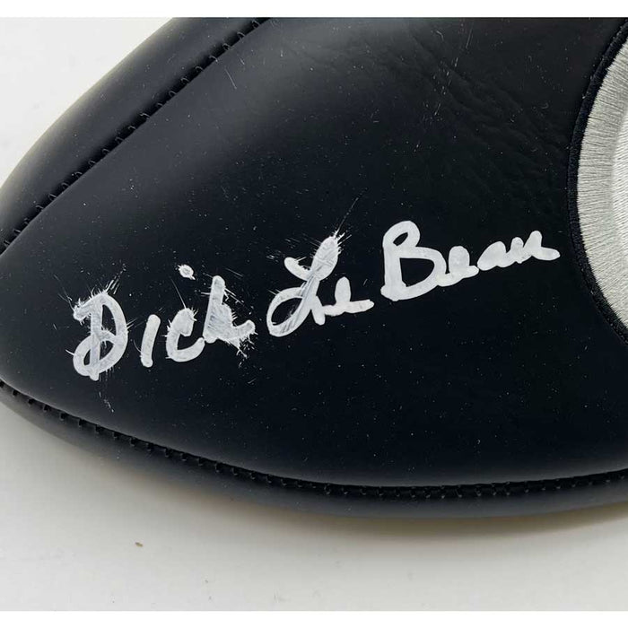 Dick Lebeau Autographed Pittsburgh Steelers Black Logo Football with HOF 2010 - DAMAGED