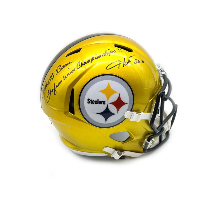 Dick Lebeau Autographed Pittsburgh Steelers Replica FS Flash Helmet with "HOF 2010" & "Defense Wins Championships"