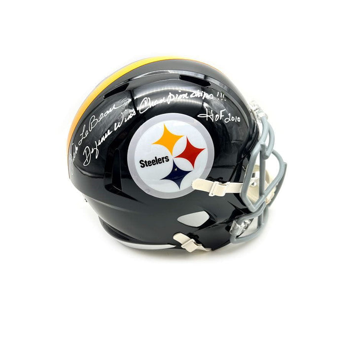Dick Lebeau Autographed Pittsburgh Steelers Replica TB Speed Helmet with "HOF 2010" & "Defense Wins Championships"