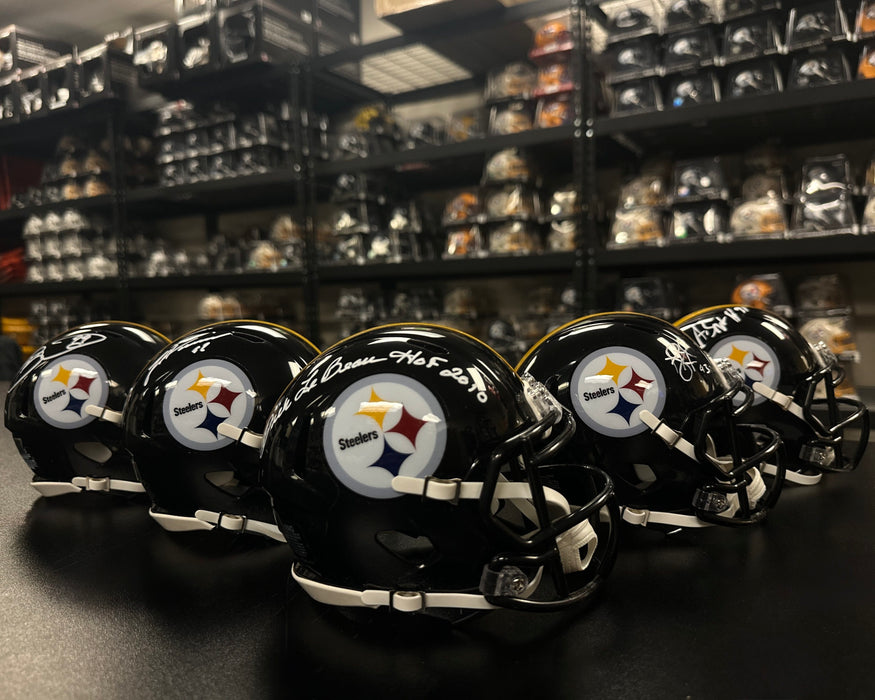 Dick LeBeau, James Harrison, Troy Polamalu, Brett Keisel, & Aaron Smith Autographed Speed Mini Helmet Bundle