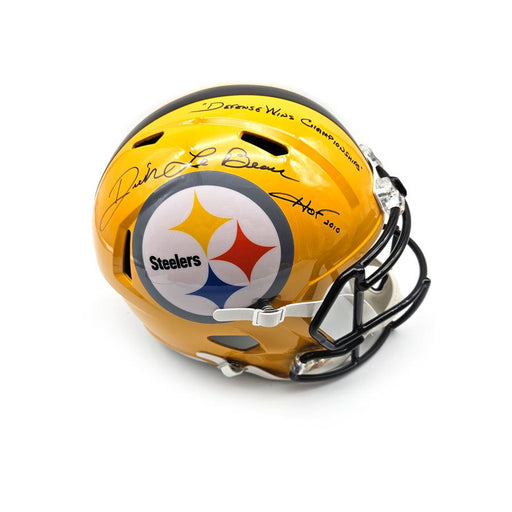 Dick Lebeau Signed Pittsburgh Steelers Replica FS 75th Anniversary Helmet with "HOF 2010" & "Defense Wins Championships"