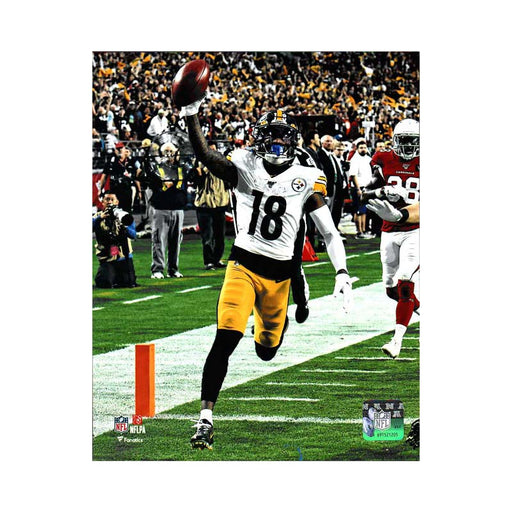 Diontae Johnson Arm Up with Football in White Vs. Cards Unsigned 8x10 Photo