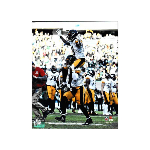 Diontae Johnson on JuJu's Shoulders Unsigned 8x10 Photo