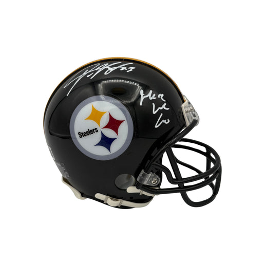 Dwayne Haskins Signed Pittsburgh Steelers Black VSR4 Mini Helmet With Here We Go