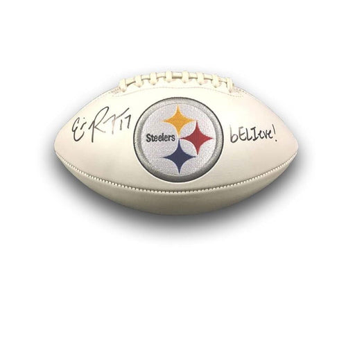 Eli Rogers Signed Steelers White Logo Football with "bELIieve" - DAMAGED