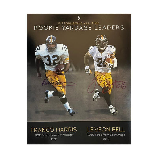 Franco Harris and Le'Veon Bell Signed Rookie Yardage Leaders 16x20 Photo
