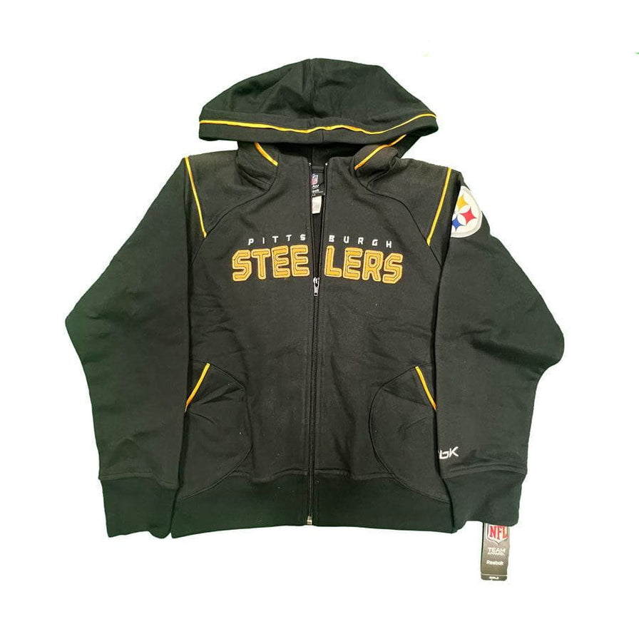 Girls' Steelers Black Hoodie Size Large (Faded) — TSEShop