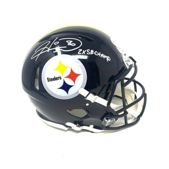 Hines Ward Signed Pittsburgh Steelers Black Speed Replica Helmet with 2x SB Champ