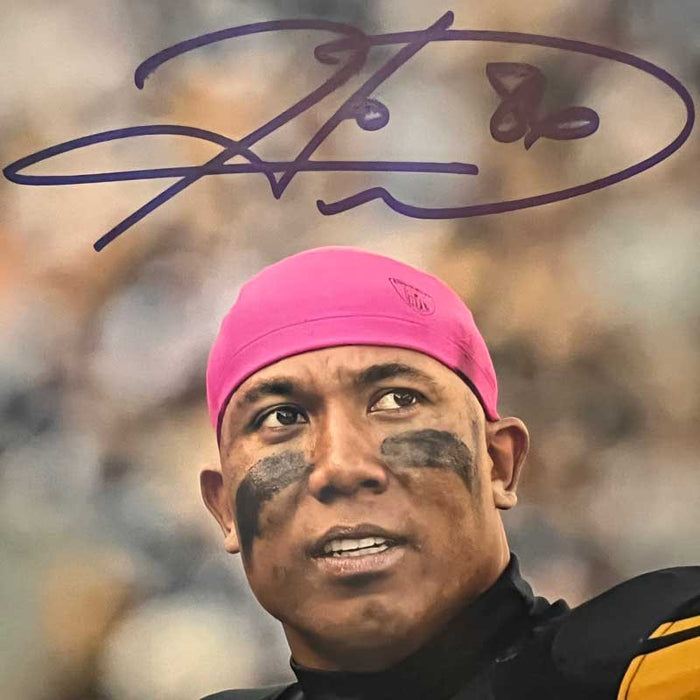 Hines Ward (in Pink Beanie) Signed with Ben Roethlisberger Photo - DAMAGED 3